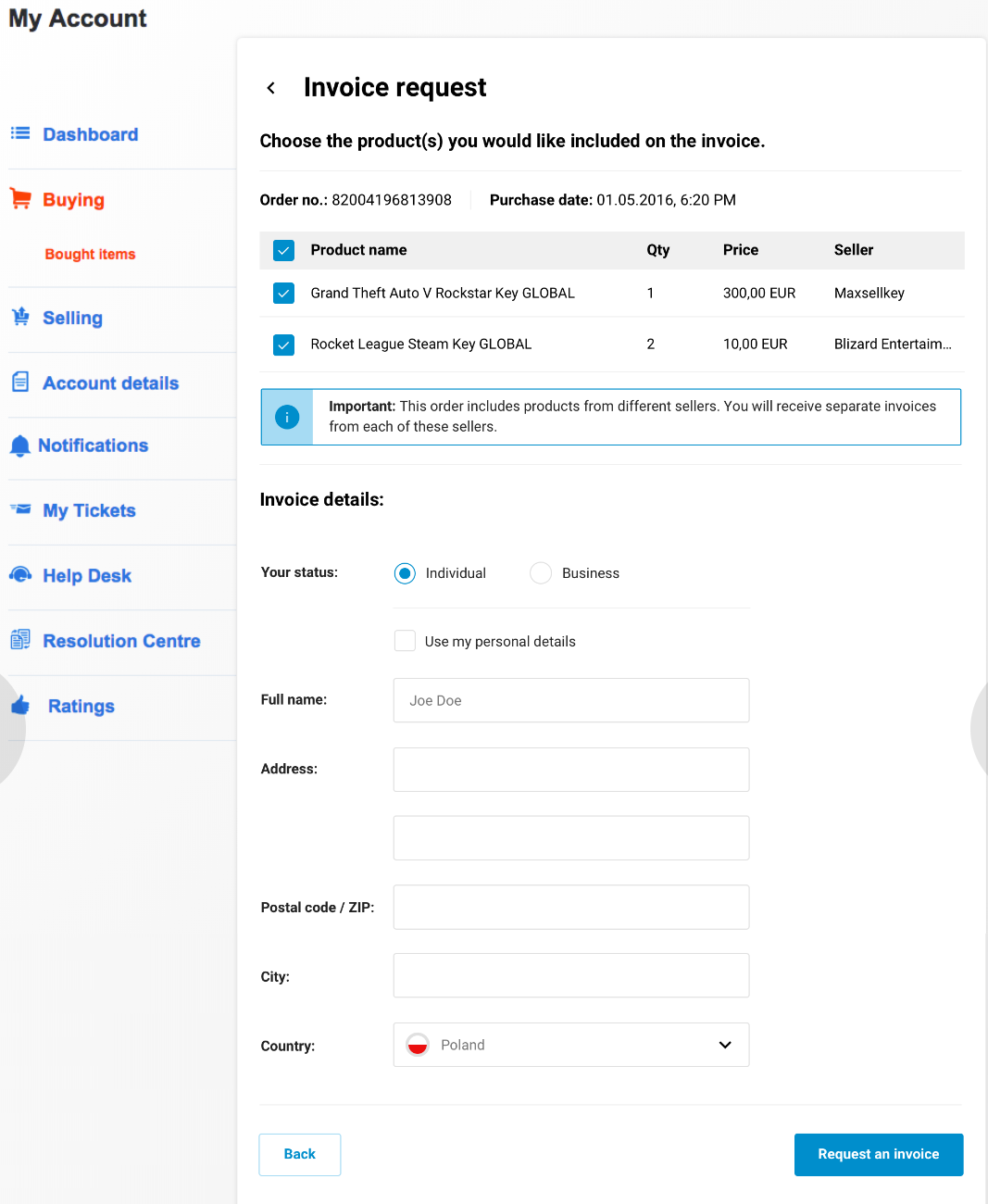 requesting and issuing invoices on g2a com support hub g2a com